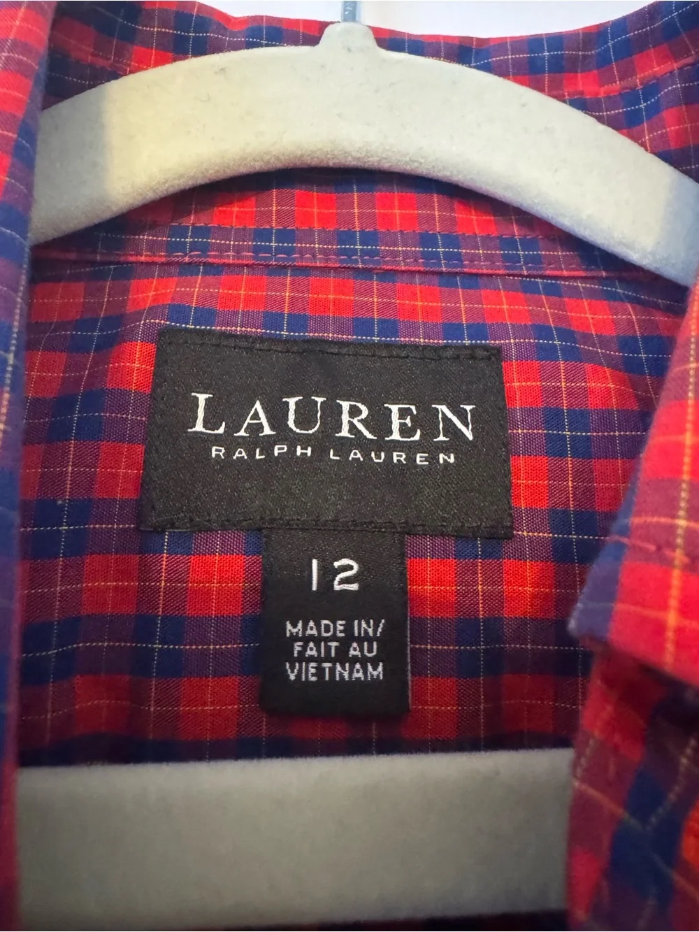 Ralph Lauren Red and Navy Plaid Button-Down Shirt